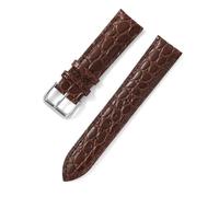 Yobohui Genuine Leather Strap 12~24mm Women's and Men's General Purpose Business Watch Pin Buckle Strap(Dark brown,Width 24mm)