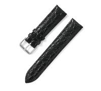 Yobohui Genuine Leather Strap 12~24mm Women's and Men's General Purpose Business Watch Pin Buckle Strap(Black,Width 14mm)