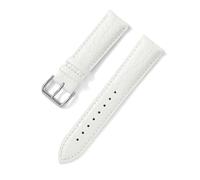 Yobohui Genuine Leather Strap 12~24mm Women's and Men's General Purpose Business Watch Pin Buckle Strap(White,Width 24mm)