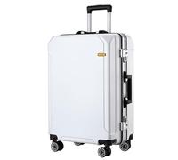 Yobohui Hard-Shell Suitcase Equipped with USB Port, TSA Lock, omnidirectional Wheels, Lightweight Travel Trolley Suitcase(White,22in)