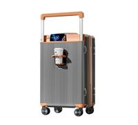 Yobohui Large Wheeled Suitcase with Wide Handle and Cup Holder, hardside Lightweight Carry-on Luggage(A,24IN)