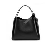 Yobohui Leather Bucket Bag Women's Shoulder Bag Crossbody Bag Adjustable Strap(Black)
