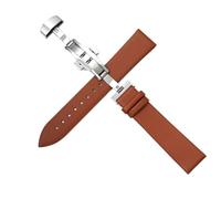 Yobohui Leather Strap 12-22mm Unisex Soft Leather Watch Butterfly Buckle Steel Strap(Lightbrown,Width13mm)