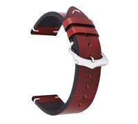 Yobohui Leather Strap 18/19/20/21/22/24mm Vintage Leather Strap for Men and Women(Red,Width21mm)