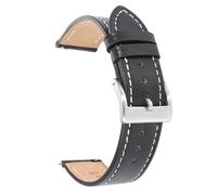 Yobohui Leather Strap 18mm - 24mm Smartwatch Strap Unisex Leather Replacement Accessory Pin Buckle(Black,Width22mm)