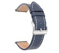 Yobohui Leather Strap 18mm - 24mm Smartwatch Strap Unisex Leather Replacement Accessory Pin Buckle(Blue,Width20mm)