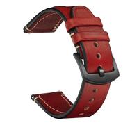 Yobohui Leather Strap 18mm - 24mm Unisex Leather Strap Smartwatch Replacement Wristband(Burgundy,Width18mm)