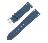 Yobohui Leather Strap 22mm 24mm Brushed Suede Quick Release Smartwatch Band(Blue,Width22mm)