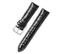 Yobohui Leather straps 12 mm - 22 mm Patent leather replacement straps Bracelet wristbands(Black,16mmwide)