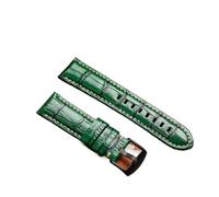 Yobohui Leather straps 20/22/24/26mm men vintage bamboo watch straps watch accessories(Green,Width26mm)