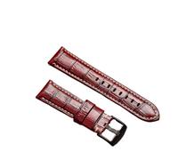 Yobohui Leather straps 20/22/24/26mm men vintage bamboo watch straps watch accessories(Red,Width22mm)