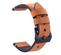 Yobohui Leather straps 20/22/24/26mm Men's and Women's Brushed leather straps Watch Accessories Pin buckle type(Brown,Width24mm)