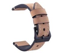 Yobohui Leather straps 20/22/24/26mm Men's and Women's Brushed leather straps Watch Accessories Pin buckle type(Beige,Width24mm)