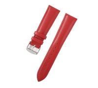 Yobohui Leather watch bands 16mm~24mm leather straps for men and women pin buckle watch accessories(Red,Width 21mm)