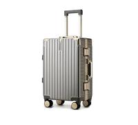 Yobohui Lightweight Suitcase, Aluminum Frame Luggage, Carry on Luggage with Spinner Wheels Suitable for Men Girls and Students(Gray,22in)