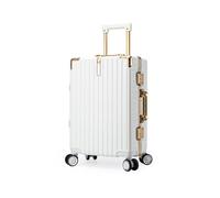 Yobohui Lightweight Suitcase, Aluminum Frame Luggage, Carry on Luggage with Spinner Wheels Suitable for Men Girls and Students(White,26in)