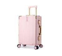 Yobohui Lightweight Suitcase, Aluminum Frame Luggage, Carry on Luggage with Spinner Wheels Suitable for Men Girls and Students(Pink,22in)