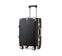 Yobohui Lightweight Suitcase, Aluminum Frame Luggage, Carry on Luggage with Spinner Wheels Suitable for Men Girls and Students(Black,24in)