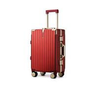 Yobohui Lightweight Suitcase, Aluminum Frame Luggage, Carry on Luggage with Spinner Wheels Suitable for Men Girls and Students(Red,22in)