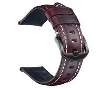 Yobohui Quick-Release Watch Strap 18mm 20mm 22mm 24mm 26mm Vintage Leather Strap Replacement Band(Red,Width20mm)