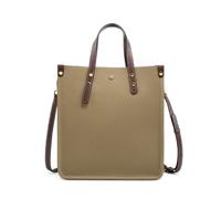 Yobohui Vertical tote bag handbag top layer commuter shoulder briefcase women's crossbody bag Removable shoulder strap(Khaki)