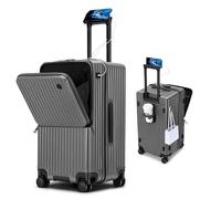 Yobohui Wheeled Suitcase, Large-Capacity Hard-Shell Suitcase with Cup Holder, USB Port, Front-Opening Carry-on Suitcase(C,30in)
