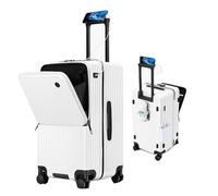 Yobohui Wheeled Suitcase, Large-Capacity Hard-Shell Suitcase with Cup Holder, USB Port, Front-Opening Carry-on Suitcase(D,24in)