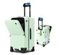 Yobohui Wheeled Suitcase, Large-Capacity Hard-Shell Suitcase with Cup Holder, USB Port, Front-Opening Carry-on Suitcase(B,20in)