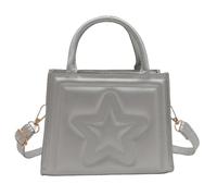 Yobohui Women Bag Large Capacity Shoulder Star Embossed Handbag PU Leather Crossbody Top Handle Bag(Silver)