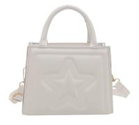 Yobohui Women Bag Large Capacity Shoulder Star Embossed Handbag PU Leather Crossbody Top Handle Bag(White)