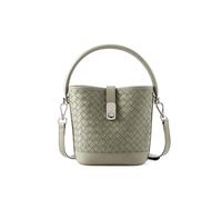 Yobohui Women's Braided Leather Tote Bag Designer Shoulder Bucket Purse Fashion Hobo With Woven Details(Green)