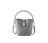 Yobohui Women's Braided Leather Tote Bag Designer Shoulder Bucket Purse Fashion Hobo With Woven Details(Gray)