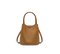 Yobohui Women's bucket bag leather handbag crossbody bag shoulder bag tote bag adjustable shoulder strap(Brown)