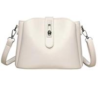 Yobohui Women's Bucket Bag Vegan PU Leather Trendy Crossbody Classic Vintage Tote Shoulder Bag(White)