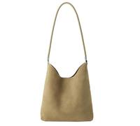 Yobohui Women's genuine leather bucket bag, retro shoulder bag, daily crossbody wallet handbag With adjustable shoulder straps(Beige)