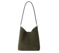 Yobohui Women's genuine leather bucket bag, retro shoulder bag, daily crossbody wallet handbag With adjustable shoulder straps(Green)