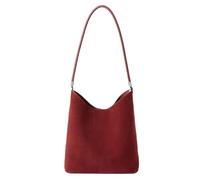 Yobohui Women's genuine leather bucket bag, retro shoulder bag, daily crossbody wallet handbag With adjustable shoulder straps(Red)