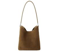 Yobohui Women's genuine leather bucket bag, retro shoulder bag, daily crossbody wallet handbag With adjustable shoulder straps(Brown)