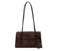 Yobohui Women's large-capacity underarm bag PU leather solid color underarm bag(Brown)