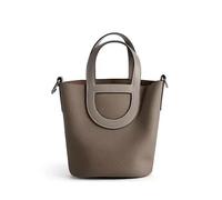 Yobohui Women's Leather Bucket Bag Crossbody Bag Handbag with Adjustable Shoulder Strap(Dark Grey)