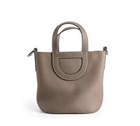 Yobohui Women's Leather Bucket Bag Crossbody Bag Handbag with Adjustable Shoulder Strap(Light Gray)