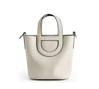 Yobohui Women's Leather Bucket Bag Crossbody Bag Handbag with Adjustable Shoulder Strap(White)