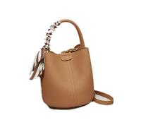 Yobohui Women's Leather Bucket Bag Handbag Shoulder Crossbody Bag Sundries Bag With Removable Shoulder Strap(Khaki)