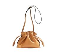 Yobohui Women's Leather Crossbody Bag Drawstring Pleated Bucket Bag with Adjustable Shoulder Strap(Brown)
