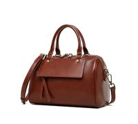 Yobohui Women's Leather Handbag One-Shoulder Bucket Bag Crossbody Bag Adjustable Shoulder Strap(Brown)