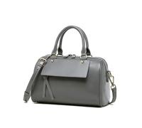 Yobohui Women's Leather Handbag One-Shoulder Bucket Bag Crossbody Bag Adjustable Shoulder Strap(Grey)