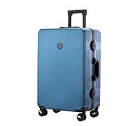 Yobohui Zipper-Free Carry-on Luggage Small Carry-on Luggage with Swivel Wheels PC+ABS(Blue,24in)