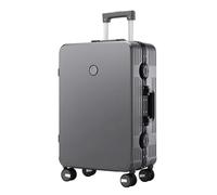 Yobohui Zipper-Free Carry-on Luggage Small Carry-on Luggage with Swivel Wheels PC+ABS(Grey,22in)