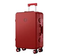 Yobohui Zipper-Free Carry-on Luggage Small Carry-on Luggage with Swivel Wheels PC+ABS(Red,24in)