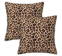 Yobvec Leopard Print Throw Pillow Covers Home Decor 18x18 Inch Cute Cheetah Print Decorative Pillowcase Cushion Cover for Bed Sofa Couch, 2 Sets